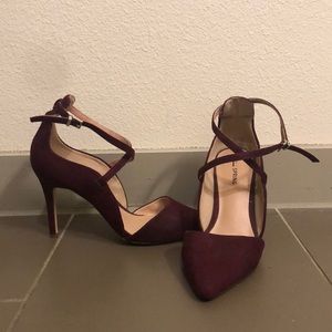 Call It Spring Maroon Suede Pointed Toe Heels - Size 8